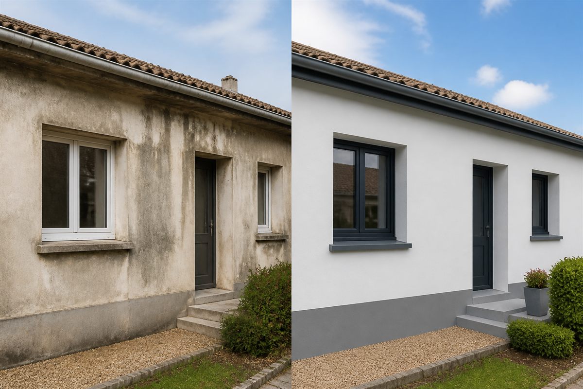 Travaux de rénovation à Chouzé-sur-Loire avec façade avant et après
